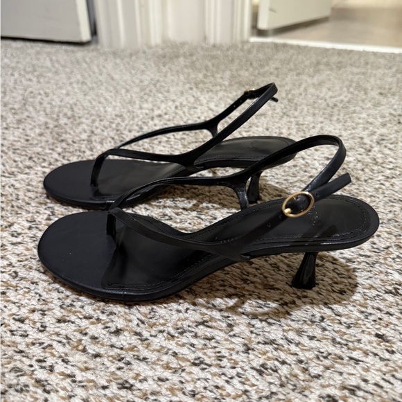 Mango Women’s Kitten Heel Sandals with Straps - Black - Size 7.5 - Picture 1 of 7
